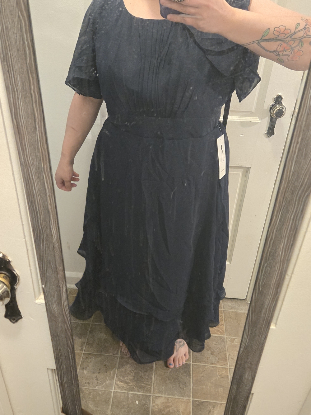 Navy Blue Dress Corset Lace Up Back